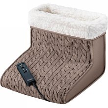 Електрогрілка Beurer для ніг, 32х26х26см, 15Вт, 2 режими, функція масажу, плюш, біло-коричневий