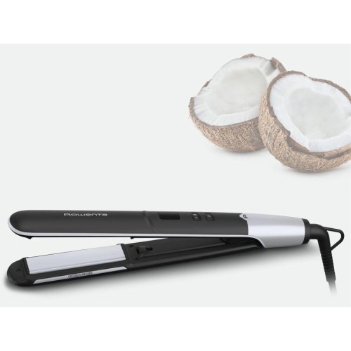 Випрямляч Rowenta Express Shine Coconut, >240Вт, темп.режимів-8, 140-210С, дисплей, кераміка, чорно-білий
