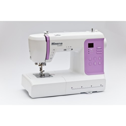 Швейна машина МINERVA DecorMaster , комп'ютерна, 70Вт, 80 шв.оп., петля автомат, білий +фіолетовий