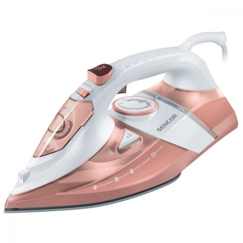 Праска Sencor, 3200Вт, 350мл, паровий удар -195гр, постійна пара - 45гр, керам. підошва, біло-рожевий