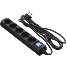 Подовжувач мережевий 2E 5хТип F, 3х1.5мм кв, 16A, 1.5м, чорний