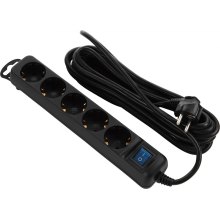 Подовжувач мережевий 2E 5хТип F, 3х1.5мм кв, 16A, 3м, чорний