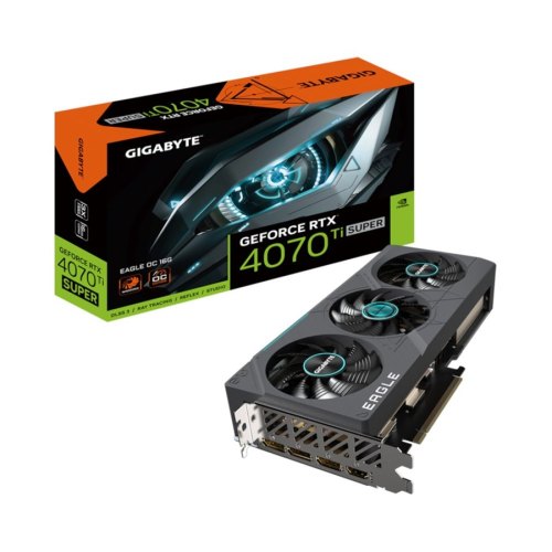 Відеокарта Gigabyte RTX 4070 Ti Super Eagle OC 16G 16GB GDDR6X (256bit) (2640/21000) (HDMI, 3 x DisplayPort) (GV-N407TSEAGLE OC-16GD)