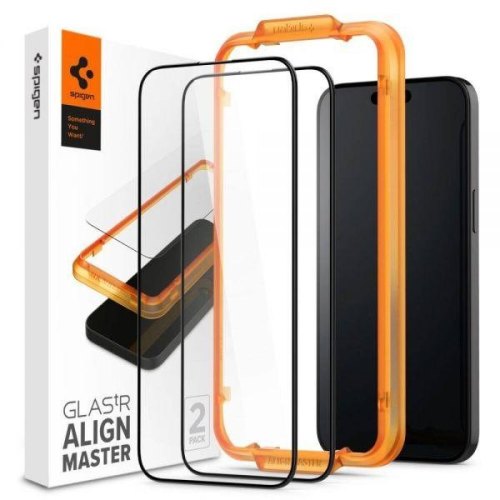 Захисне скло Spigen для iPhone 15 Pro Max, tR AlignMaster FC, (2 Pack), Clear