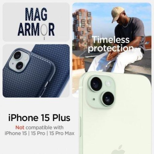 Чохол Spigen для iPhone 15 Plus, Mag Armor MagFit, Navy Blue
