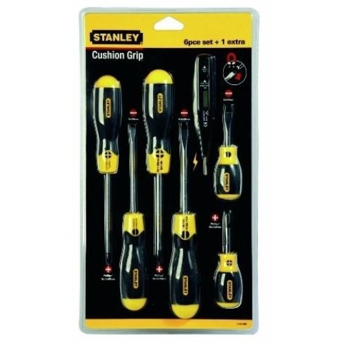 Викрутки Stanley CushionGrip, набір 7шт, тестер напруги, SL,PH