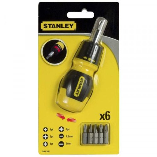 Викрутка Stanley Multibit Stubby, набір 7шт, бітотримач реверсний 1/4, 6 біт, SL,PH,PZ