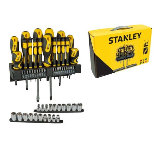 Викрутки Stanley, набір 57шт, 20 біт, SL,PH,Torx,H, 20 торцевих головок