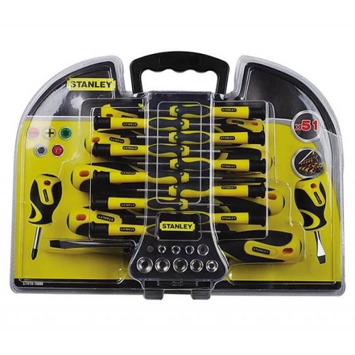 Викрутки Stanley, набір 51шт, 21 біта, SL,PH,Torx,H, 9 торцевих головок, кейс