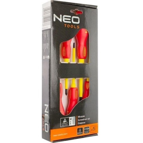 Викрутки Neo Tools, набір 5шт, діелектрична, SL,PH, сталь CrMo