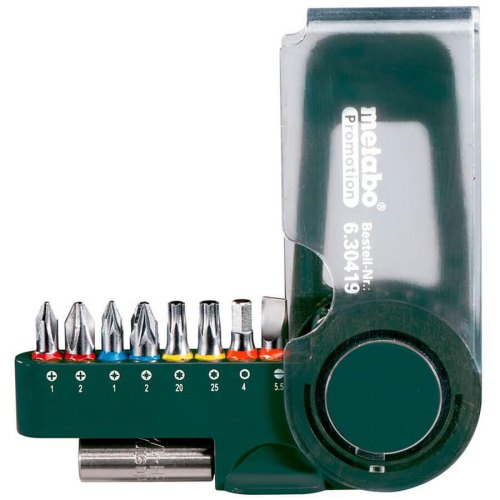Біти Metabo Promotion, набір 9шт, 1/4, магнітний бітотримач, SL,PH,PZ,H,T, 25мм, сталь S2, кейс