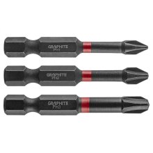 Біти GRAPHITE, набір 3шт, 1/4, ударні, PH, 50мм, сталь S2