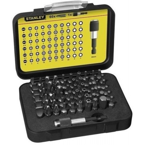Біти Stanley Expert, набір 61шт, 1/4, магнітний бітотримач, SL,PH,PZ,H,T, 25мм, кейс