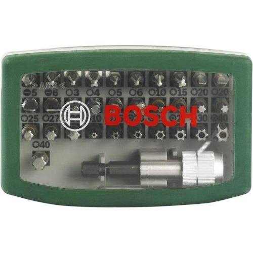 Біти Bosch, набір 32шт, магнітний бітотримач, SL,PH,PZ,H,T,TT, 25мм, кейс