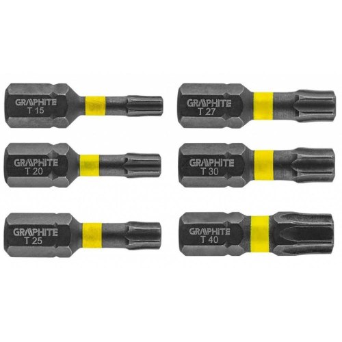 Біти GRAPHITE, набір 6шт, 1/4, ударні, TX, 25мм, сталь S2