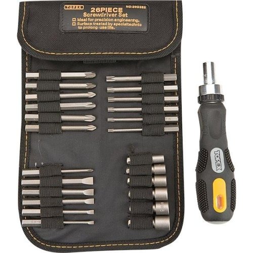 Біти TOPEX, набір 26шт, 1/4, бітотримач, торцеві головки 6шт, SL,PH,PZ,T, CrV