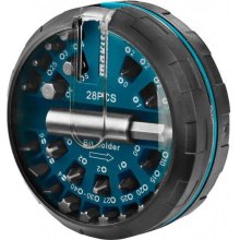Біти Makita, набір 28шт, магнітний бітотримач, 25мм, SL,PH,PZ,H,T, кейс