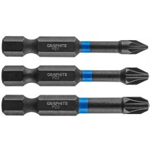 Біти GRAPHITE, набір 3шт, 1/4, ударні, PZ, 50мм, сталь S2