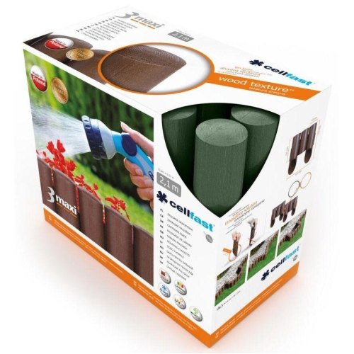 Газонна огорожа Cellfast 3 MAXI, 10 секцій по 21см, 2.1м, зелений