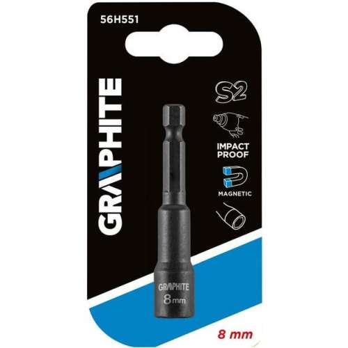 Головка торцева GRAPHITE, 1/4, ударна з магнітом, 8х65мм, сталь S2