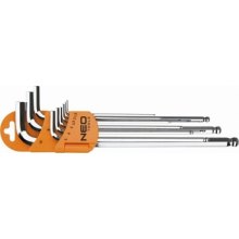Ключі шестигранні Neo Tools, набір 9шт, кулястий наконечник, CrV, 1.5-10мм