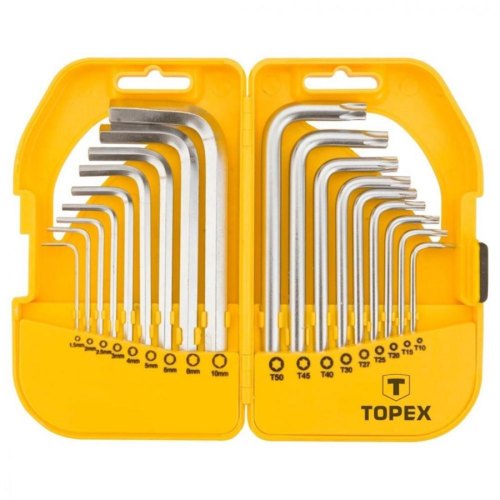 Ключі шестигранні та Torx TOPEX, набір 18шт, CrV, 1.5-10мм, T10-T50