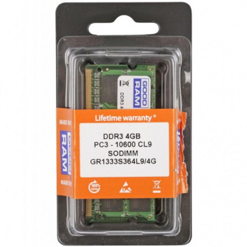 Модуль памяті SoDIMM DDR3 4Gb 1333 MHz GoodRam (GR1333S364L9/4G)