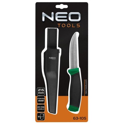 Ніж універсальний Neo Tools, 215мм, лезо 95мм, рукоятка двокомпонентна, чохол