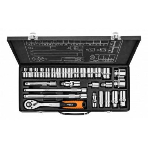 Набір інструментів Neo Tools, Набір торцевих головок 1/2, 3/8, 28шт