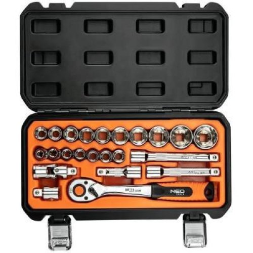 Набір інструментів Neo Tools, Набір торцевих головок 1/2, 23шт, CrV