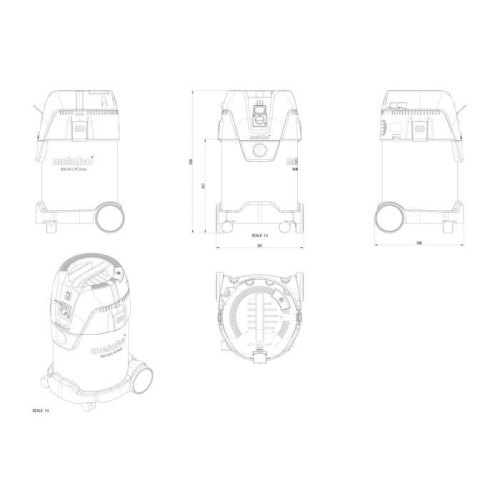 Пилосос професійний Metabo ASA 30 L PC Inox, 1250Вт, 210мБар, контейнер 30л, 9.6кг