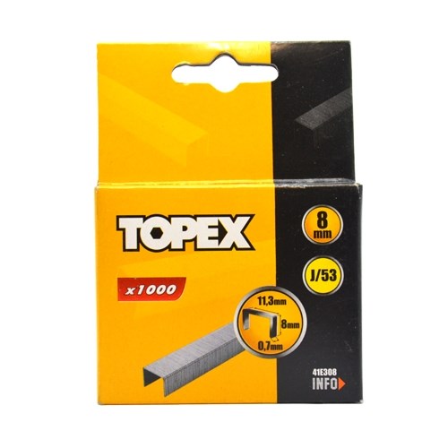 Скоби TOPEX, тип J, 8мм, 1000шт