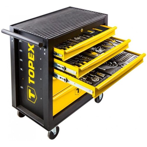 Шафа-візок для інструменту TOPEX, набір інструменту 455шт, висувні ящики 5шт, 82.5х68x46см, метал