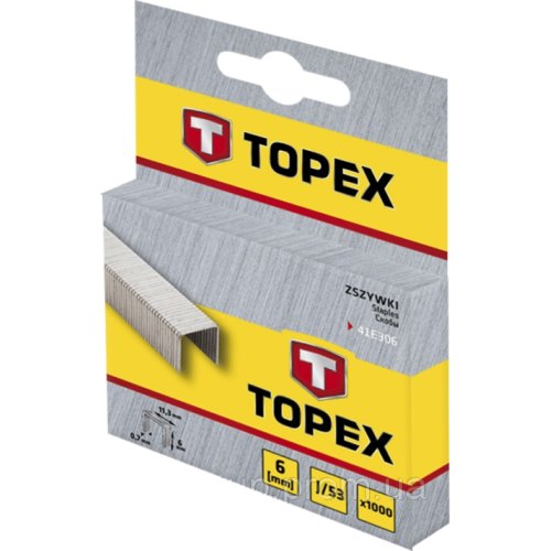 Скоби TOPEX, тип J, 12мм, 1000шт