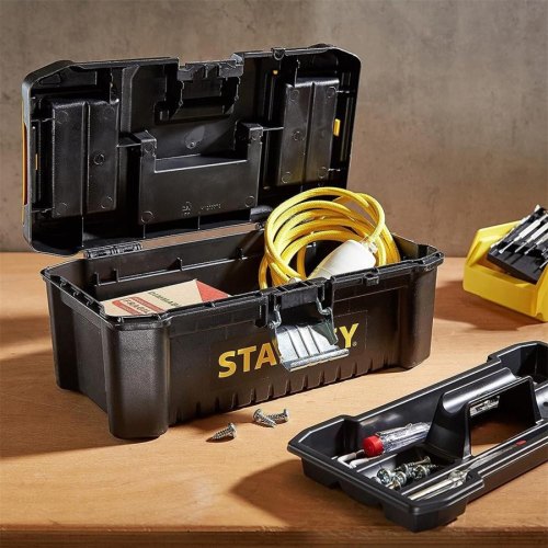 Ящик для інструменту Stanley Essential, органайзер в кришці, 12.8x31.6х15.6см, пластик
