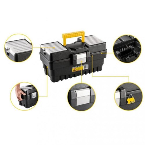 Ящик для інструменту TOPEX, 15, органайзер в кришці, 18.9х37.4х19.8см, пластмаса