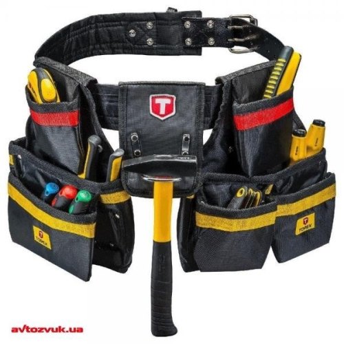 Пояс для інструменту TOPEX, 21 відділення, металевий тримач молотка