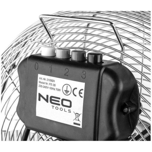 Вентилятор підлоговий Neo Tools, професійний, 30см, 50Вт, кнопки, двигун мідь 100%, сріблястий