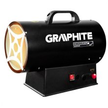 Теплова гармата газова GRAPHITE, акумуляторна 18В, 15кВт, 120м кв, 320м куб/год, IP24, чорний