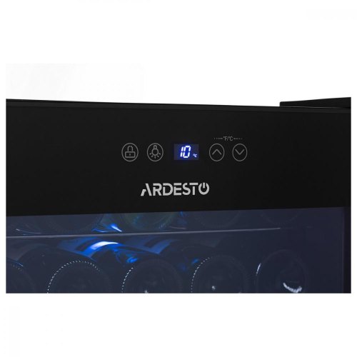 Холодильник ARDESTO для вина, 64.2x48х44, мороз.відд.-66л, зон - 1, бут-24, ST, диспл внутр., чорний