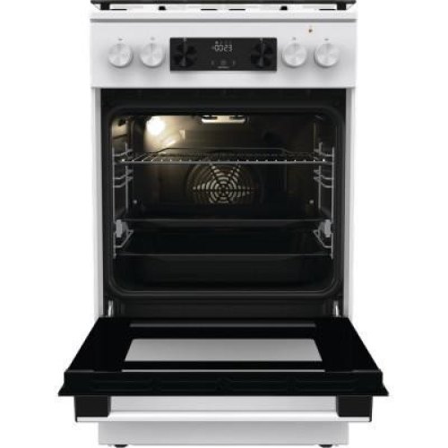 Плита Gorenje комбінована, 70л, 50x60см, дисплей, IconLed, емальовані, білий