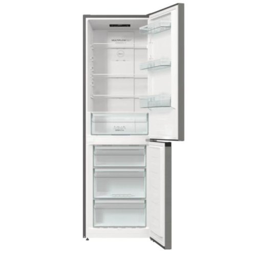 Холодильник з нижн. мороз. камерою Gorenje, 185х60х60см, 2 двері, 203(99)л, А++, NoFrost+, LED дисплей, Зона св-ті, нерж