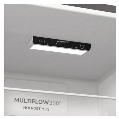 Холодильник з нижн. мороз. камерою Gorenje, 185х60х60см, 2 двері, 203(99)л, А++, NoFrost+, LED дисплей, Зона св-ті, нерж