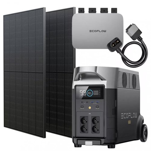 Комплект EcoFlow PowerStream - мікроінвертор 800W + зарядна станція Delta Pro і сонячні панелі 2х400