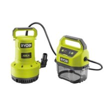 Насос для брудної та чистої води Ryobi RY18SPA-0, 18В ONE+, 4200л/г, вис 8 м, глиб 5 м, штуцер 1, таймер відключення, захист сухого ходу (без АКБ та
