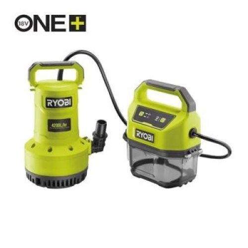 Насос для брудної та чистої води Ryobi RY18SPA-0, 18В ONE+, 4200л/г, вис 8 м, глиб 5 м, штуцер 1, таймер відключення, захист сухого ходу (без АКБ та