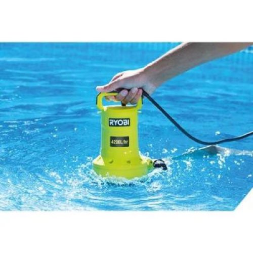 Насос для брудної та чистої води Ryobi RY18SPA-0, 18В ONE+, 4200л/г, вис 8 м, глиб 5 м, штуцер 1, таймер відключення, захист сухого ходу (без АКБ та