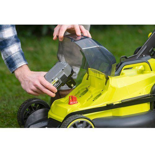 Газонокосарка акумуляторна Ryobi RY18LMX40B-0, ONE+ 18В, 40см, 40л, 25-70мм, безщіткова, мульчування, до 400м.кв, 18.2кг (без АКБ та ЗП)