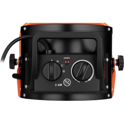 Теплова гармата електрична 2E Ceramic, 3кВт, 30м кв, 280м куб/год, керамічний нагрів. елемент (PTC), чорний