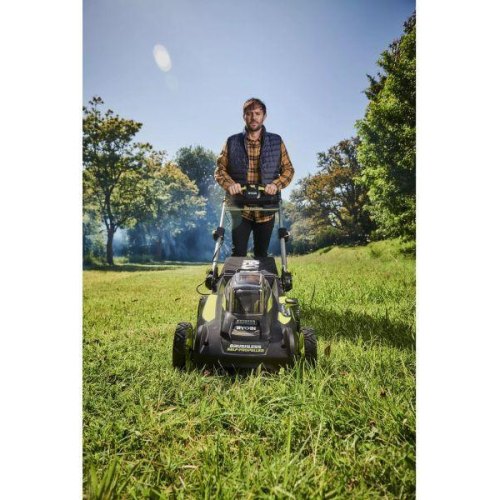 Газонокосарка акумуляторна Ryobi RY36LMX51A-160 самохідна, MAX POWER 36В, 1х6Аг, 51см, 70л, 20-70мм, , мульч-е, LED-фари, безщіткова, до 2000м.кв, 24.